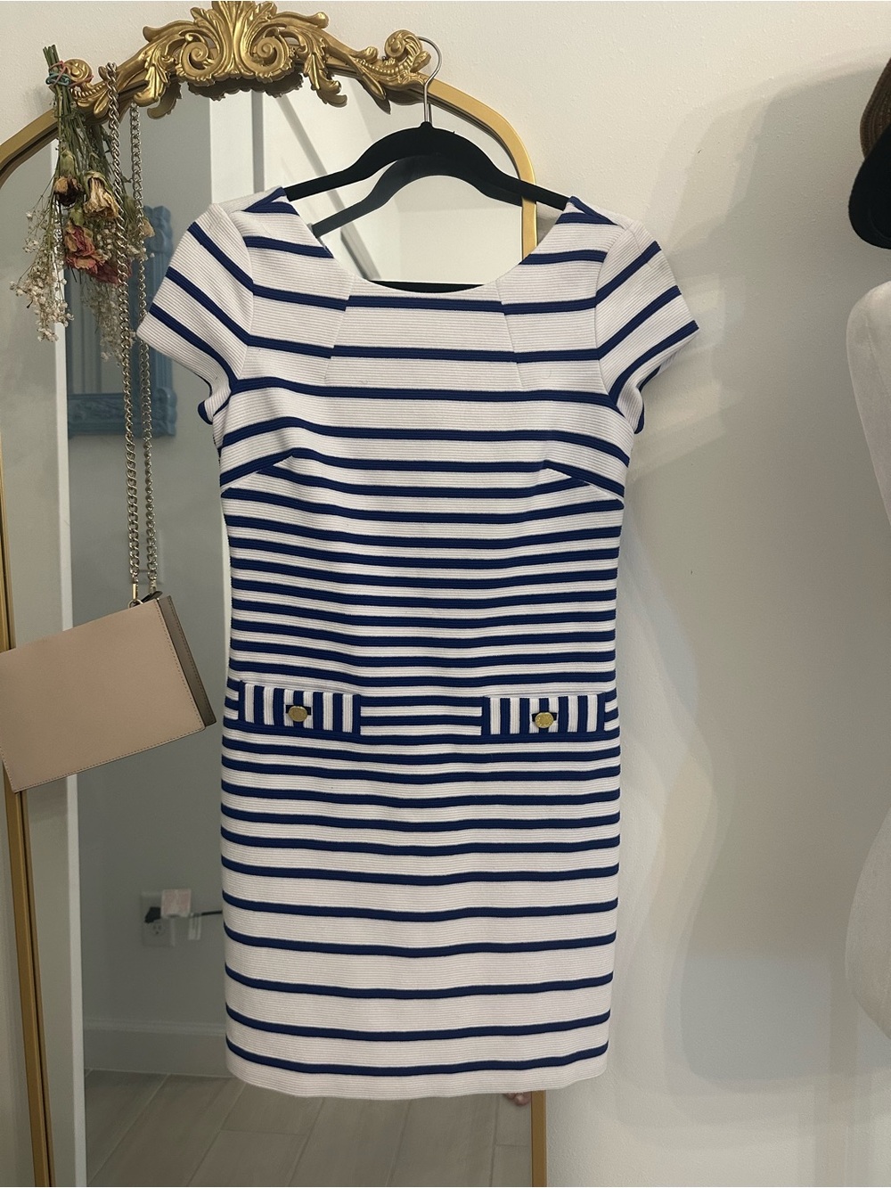 Lilly Pulitzer Blue White Striped Layton Shift Scoop Neck Short Dress XS - Picture 3 of 6